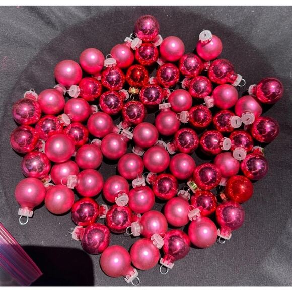 Vintage Glass Pink Smooth & Shiny Mini Ornaments Huge Lot -OR3 - Picture 1 of 9